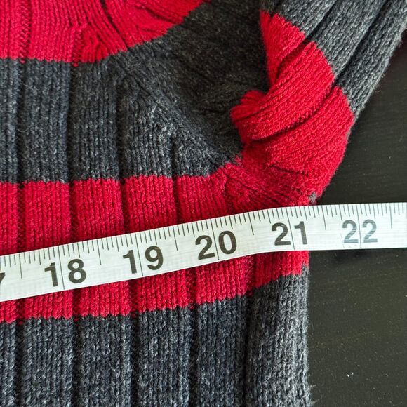 Silverlake W XL Black Red Striped Ribbed Half Zip Sweater 60/40 Cotton Blend - Picture 6 of 10